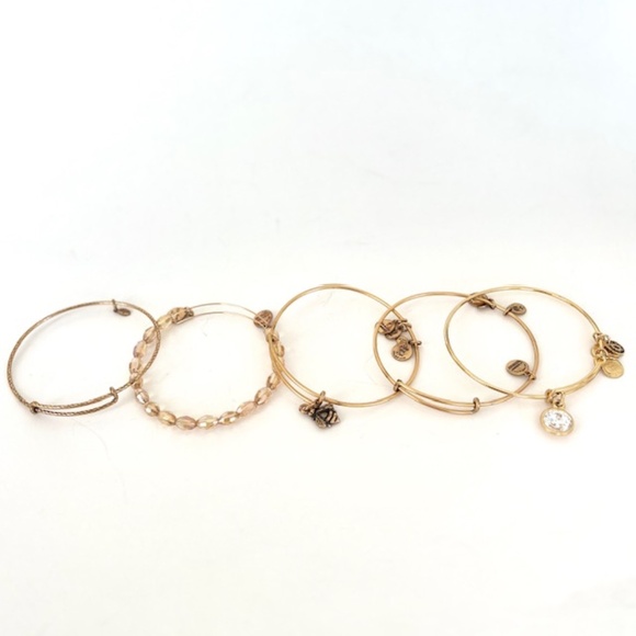 Alex and Ani set of 5 Gold bangles - Picture 1 of 7